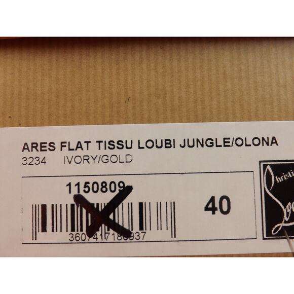 NIB LOUBOUTIN IVORY ARES CANVAS GOLD TONE STUDS SPIKES ESPADRILLES FLATS 39 - Picture 12 of 12